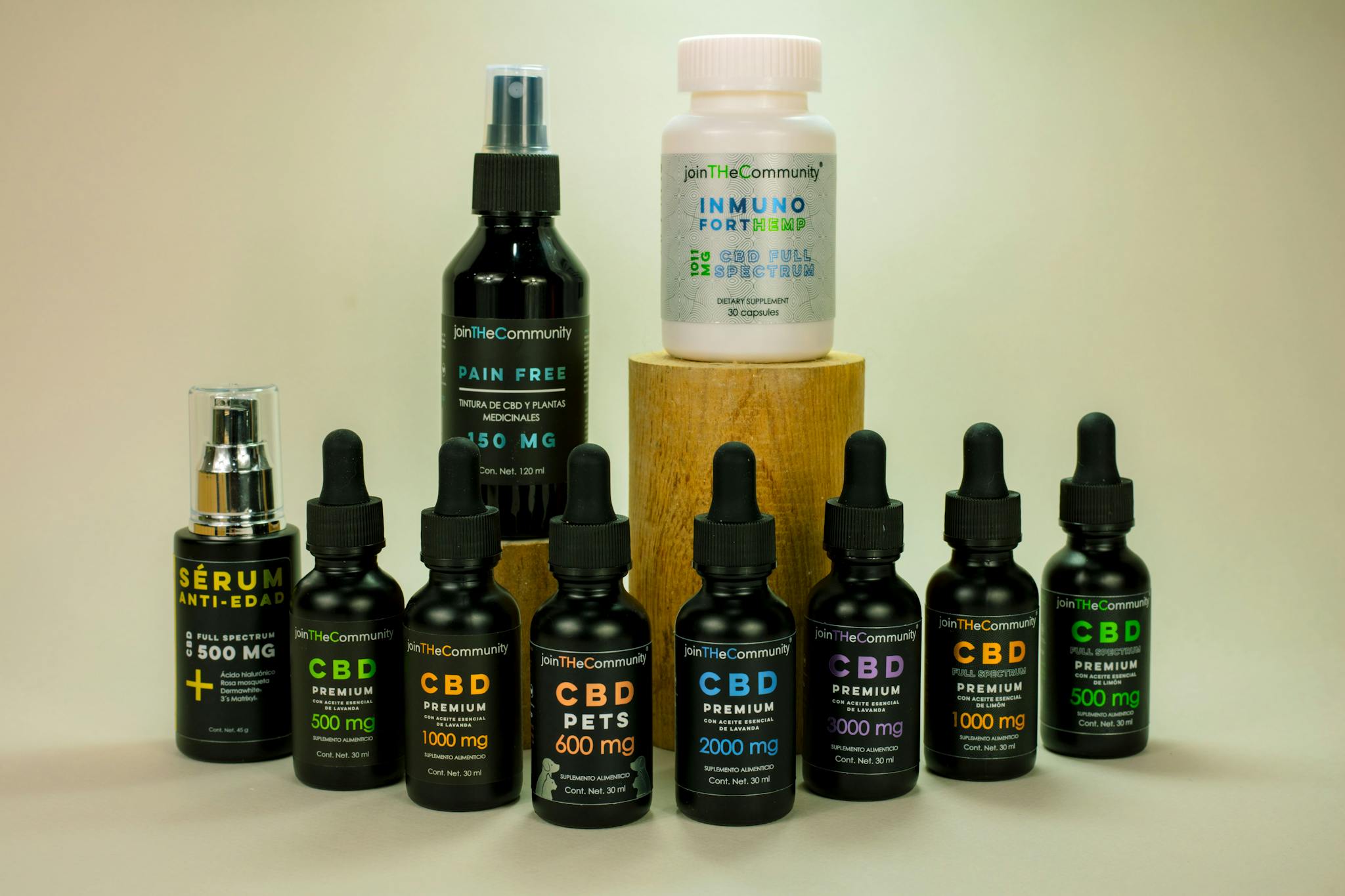 Various CBD products including serums and capsules on a white background, ideal for wellness and health.